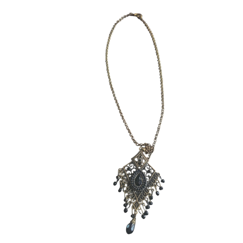 Black and Gold Pendant Necklace - Picture 2 of 5